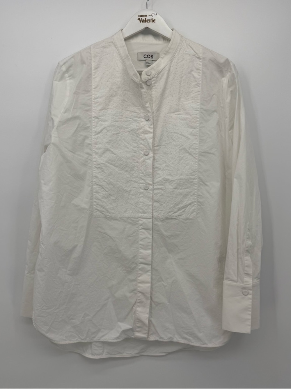 Cos White Button Down Blouse Mandarin Collar Clas… - image 2